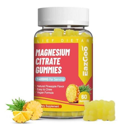 EAZGOO 1400MG Magnesium Citrate Gummies, High Absorption Magnesium Gummies for Adults, Extra Strength Magnesium Gummy Supplement for Healthy Relaxation, Vegan, Non-GMO, 60 Count