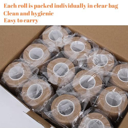 24 Rolls Self Adhesive Bandage Wrap, Vet Wrap 4 Inch for Horses Dogs Wounds Care Dressings, Elastic Self Stick Cohesive Bandage Wrap, Wrist, Sports, Ankle Tape Leg Wraps (Brown)