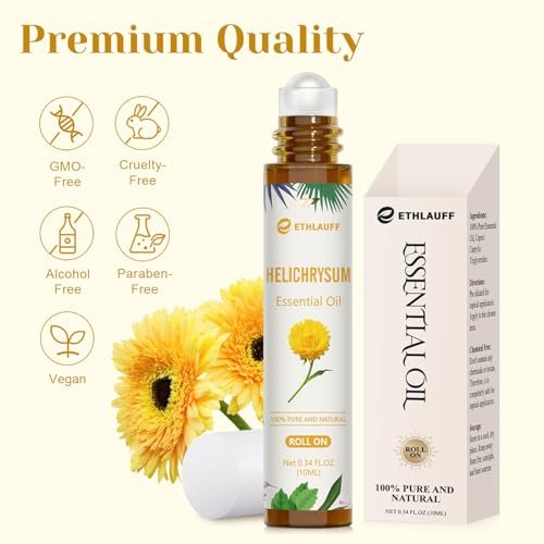 Helichrysum Essential Oil Roll On, 100% Pure Aromatherapy for Skin Vitality & Anti-Aging, Stress Relief - görsel 4