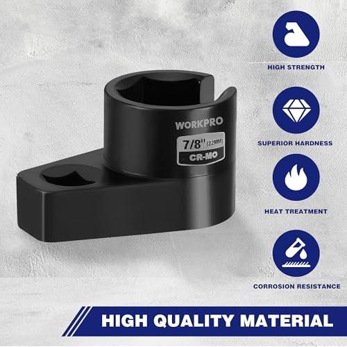 WORKPRO O2 Oxygen Sensor Socket 3/8” Drive x 7/8” 22mm, Offset Oxygen Sensor Removal Tool Wrench, 6-Point O2 Sensor Tool with Wire Gate - görsel 10