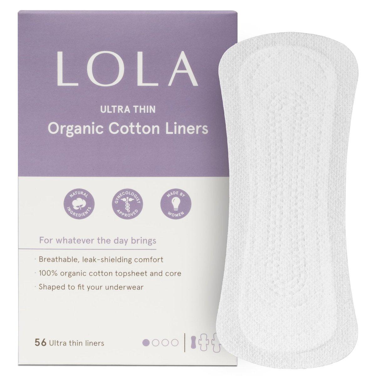 LOLA Ultra-Thin Cotton Panty Liners for Women - Hypoallergenic Panty Liners & Daily Light Pads - Unscented Organic Pads for Women - Pack of 56, 6.5 in - görsel 13