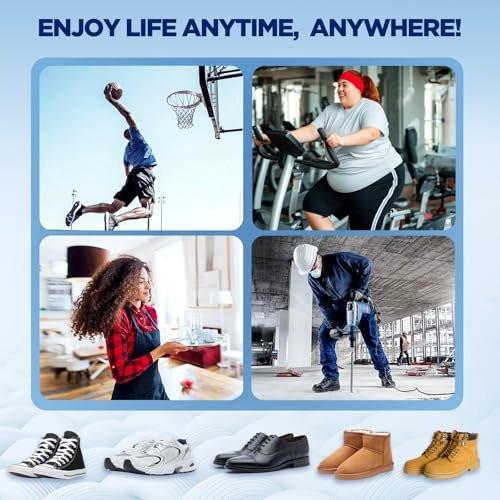 240+lbs Plantar Fasciitis Relief Insoles Men, Comfort PORON Shoe Inserts for Women, Heavy Duty High Arch Support Inserts for Pain Relief Absorb Shock, Work Boot Orthotic Insoles Flat Feet & Pronation - görsel 1
