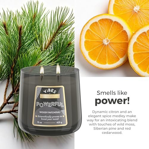 Candle-Lite Vibes Woody Patchouli Mood-Enhancing Scented Candle, 15 oz Jar, Aromatherapy, Proudly Poured in The USA, 2-Wick, 86 Hours Burn Time, Perfect Relaxation Gift - görsel 8