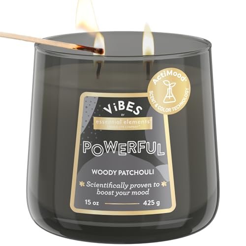 Candle-Lite Vibes Woody Patchouli Mood-Enhancing Scented Candle, 15 oz Jar, Aromatherapy, Proudly Poured in The USA, 2-Wick, 86 Hours Burn Time, Perfect Relaxation Gift - görsel 3