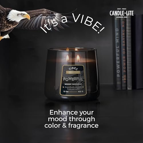 Candle-Lite Vibes Woody Patchouli Mood-Enhancing Scented Candle, 15 oz Jar, Aromatherapy, Proudly Poured in The USA, 2-Wick, 86 Hours Burn Time, Perfect Relaxation Gift - görsel 10