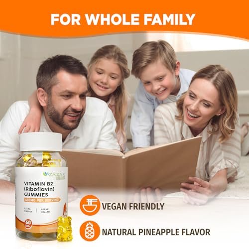 ZA'ZA K ORGANICS Vitamin B2 Gummies - Riboflavin 400 mg for Kids & Adults, Vegan Essential Vitamin B2 Supplements, Energy Support & Nerve Health, 60 Gummies - görsel 13