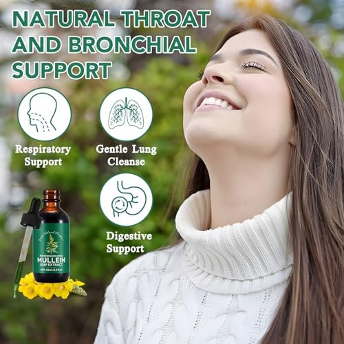 Mullein Drops for Lungs, Natural Mullein Leaf Extract, Mullein and Chlorophyll Drops for Lungs, Breathing Support Supplement (2 Fl Oz/1Pack) - görsel 18