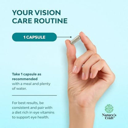 Natures Craft Eye Pressure Support with Bilberry Extract - Vegan Eye Health Supplement for Adults for Ocular Pressure Relief with Saffron Ginkgo Niacin and More Vitamins Vision Support - 30 Count