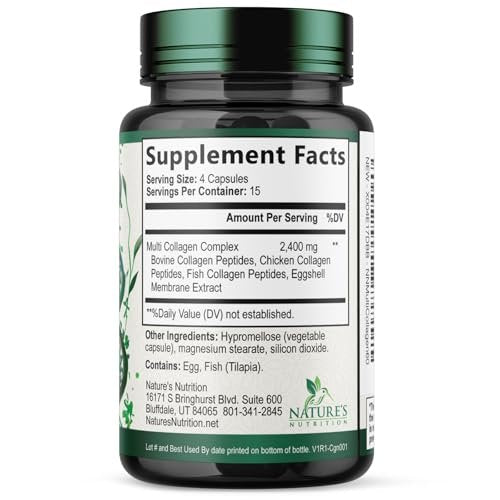Multi Collagen Pills - Hydrolyzed Collagen Peptides Capsules for Women & Men - Types I, II, III, V, X Multi Collagen Complex - Hair, Skin & Nails Support Supplement - Bottled in the USA - 60 Capsules - görsel 17