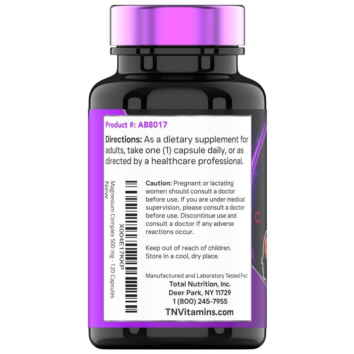Triple Magnesium Complex Supplement 500mg: Magnesium Glycinate, Citrate, & Oxide - 120 Capsules (4 Month Supply!) | 1 Capsule Serving Provides 125% Daily Value | Non-GMO, Made in The USA! - görsel 10