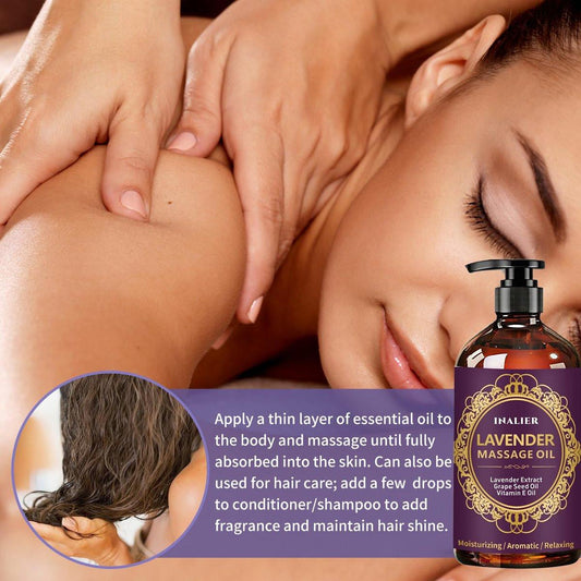 Massage Oil for Massage Therapy, Lavender Oil with Massage Roller Ball & Thumb Saver, SPA Relaxing Oil for Soothing, Massage Kit Spa Gifts for Him Her, Gifts for Men Women