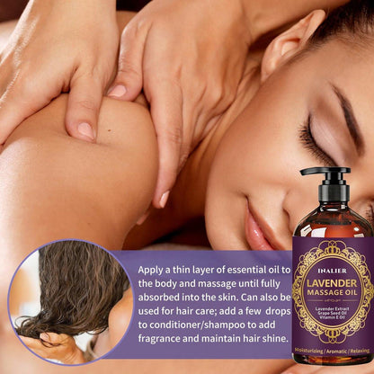 Massage Oil for Massage Therapy, Lavender Oil with Massage Roller Ball & Thumb Saver, SPA Relaxing Oil for Soothing, Massage Kit Spa Gifts for Him Her, Gifts for Men Women