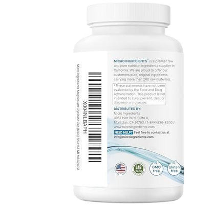 Micro Ingredients Pure Magnesium Glycinate 400mg Per Serving, 240 Capsules | Chelated Mineral Supplements with Elemental Form | Non-GMO, Filler Free