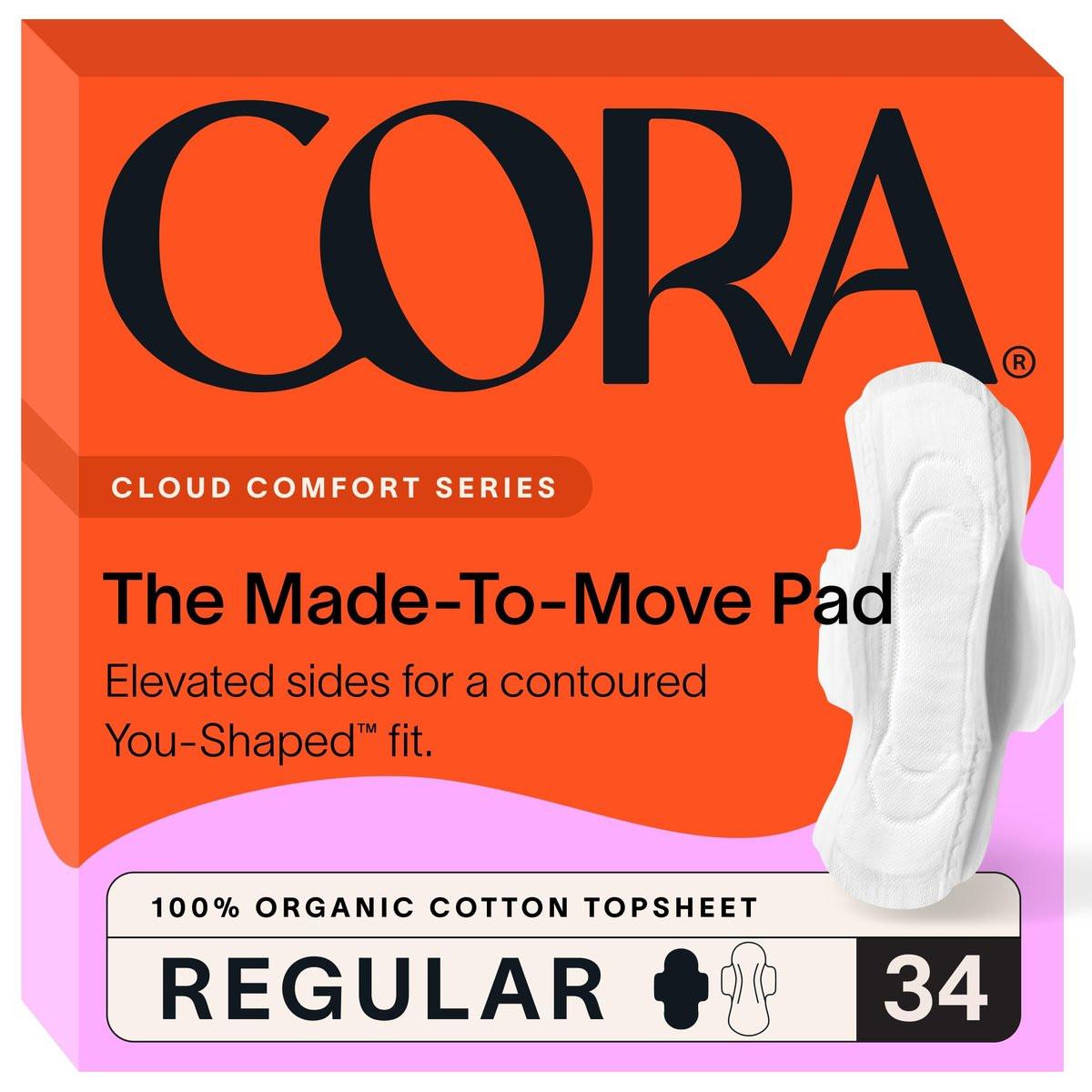 Cora 100% Organic Cotton Topsheet Pads (34 Made to Move Regular Pads) - görsel 3
