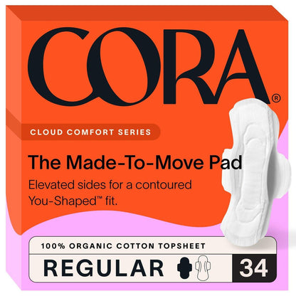 Cora 100% Organic Cotton Topsheet Pads (34 Made to Move Regular Pads)