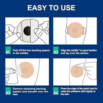 Ceeport 30 Pack Freestyle Adhesive Patches, Sensor Covers Intended for Freestyle Libre 2/3-Enlite-Medtronic Guardian, CGM Sensor Patches, No Glue in The Center, Long Fixation for Your Sensor (Tan)
