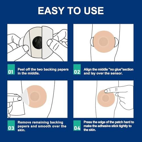 Ceeport 30 Pack Freestyle Adhesive Patches, Sensor Covers Intended for Freestyle Libre 2/3-Enlite-Medtronic Guardian, CGM Sensor Patches, No Glue in The Center, Long Fixation for Your Sensor (Tan) - görsel 13