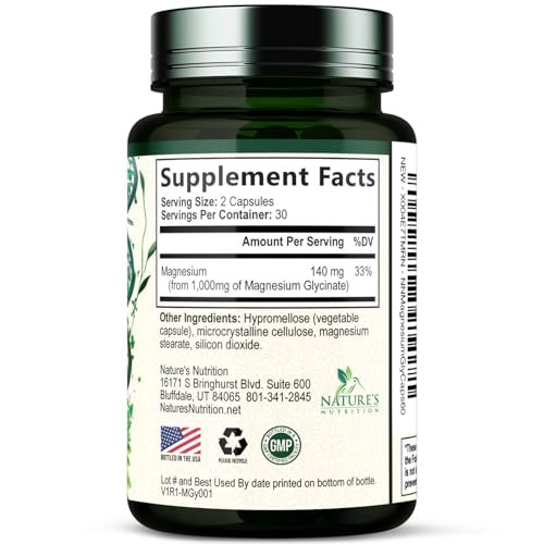 Magnesium Glycinate 1000mg Per Serving - Chelated Magnesium for Bone, Muscle, Nerves & Heart Health Support - Ultra Absorption - Natures Sleep Support, Best Mag Supplement Pill - 60 Capsules - görsel 12