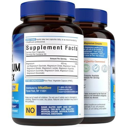 Vitalibre 10 in 1 Magnesium Complex, 420mg – Non-GMO & Vegan: Made without genetically modified ingredients, and – Image 15