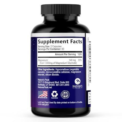 Magnesium Glycinate 1000mg Per Serving - Pure & Chelated for Max Absorption - Supports Sleep, Muscle, Nerve & Heart Health - Magnesium Supplement for Whole Body Support, Bottled in USA - 60 Capsules - görsel 10