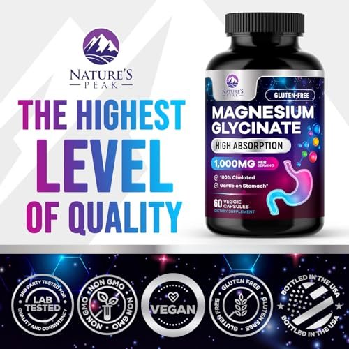 Magnesium Glycinate 1000mg Per Serving - Pure & Chelated for Max Absorption - Supports Sleep, Muscle, Nerve & Heart Health - Magnesium Supplement for Whole Body Support, Bottled in USA - 60 Capsules - görsel 8
