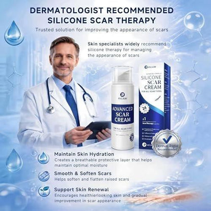 Rvlaim Silicone Scar Cream, Advanced Scar Removal Gel for Old & New Scars, Improves Color & Texture for Post-Surgery, C-Section & Acne Scars, Fast-Drying Non-Greasy Formula, 1.7 fl oz