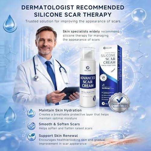 Rvlaim Silicone Scar Cream, Advanced Scar Removal Gel for Old & New Scars, Improves Color & Texture for Post-Surgery, C-Section & Acne Scars, Fast-Drying Non-Greasy Formula, 1.7 fl oz - görsel 9