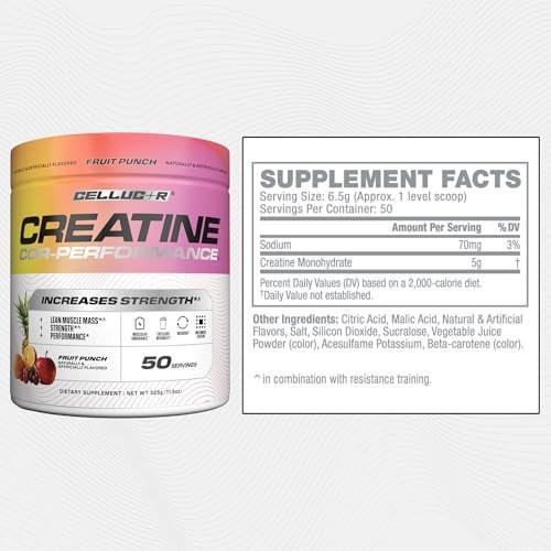 Cellucor Creatine Powder, Fruit Punch Flavor - Increases Strength, Lean Muscle Mass & Endurance, Micronized Creatine for Fast Absorption, 5g Creatine per Serving, 50 Servings - görsel 13