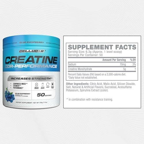 Cellucor Creatine Powder, Blue Raspberry Flavor - Increases Strength, Lean Muscle Mass & Endurance, Micronized Creatine for Fast Absorption, 5g Creatine per Serving, 50 Servings - görsel 4