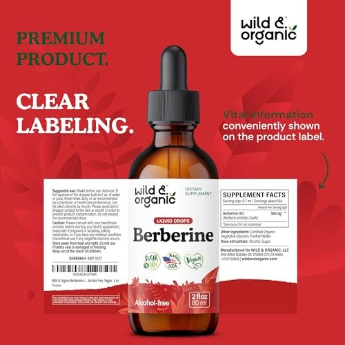 Wild & Organic Berberine Supplement 500mg - – Dietary: Vegan, Alcohol-Free, Sugar-Free, Gluten-Free, Non-GMO – Image 12