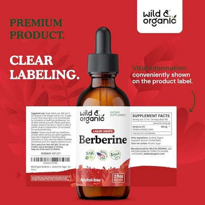Wild & Organic Berberine Supplement 500mg - – Dietary: Vegan, Alcohol-Free, Sugar-Free, Gluten-Free, Non-GMO – Image 12