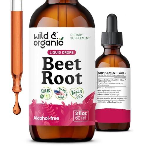 Wild & Organic Beet Root Supplements - Energy Support - Liquid Beetroot Extract Drops - 400 mg per Serving - Mix with Powder - Vegan, Sugar & Alcohol-Free - 2 fl oz - görsel 2