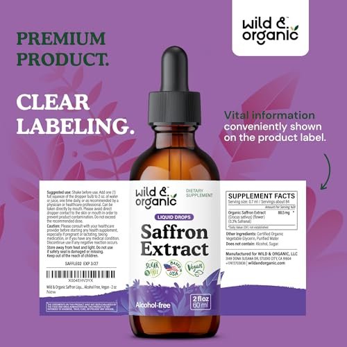 Wild & Organic Saffron Supplements 88.5 mg - – Mood Support: Saffron is traditionally used to promote a positive – Image 1