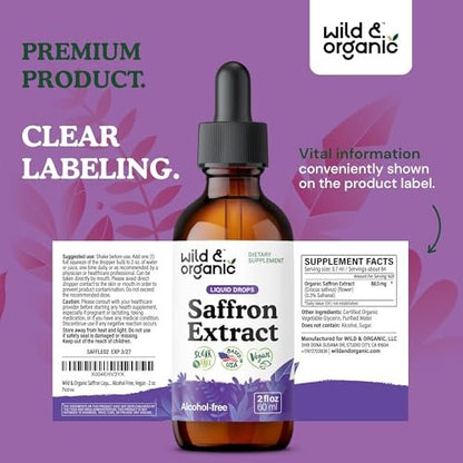 Wild & Organic Saffron Supplements 88.5 mg - – Mood Support: Saffron is traditionally used to promote a positive – Image 1