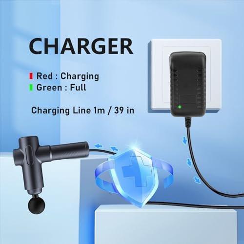 AC/DC 16.8V Massage Gun Charger Compatible with LifePro Sonic, Sonic Mini, Fusion X, Sonic Pro, Youdgee H1 Mini, Mebak 3, Cryotex, jetbu, 16.8V 1A Charger Massage Gun Power Supply Cord Cable 1.5m/5F