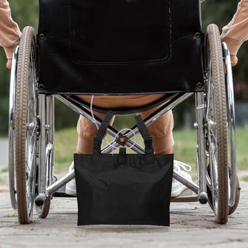 Threlaco 2 Pcs Urine Drainage Bag Holder Canvas Catheter Bag Covers for Wheelchairs Chair Bed Under Basket with Adjustable Straps for Foley Infusion Nephrostomy Bags, 15 x 11 x 9 in(Black) - görsel 1