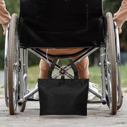 Threlaco 2 Pcs Urine Drainage Bag Holder Canvas Catheter Bag Covers for Wheelchairs Chair Bed Under Basket with Adjustable Straps for Foley Infusion Nephrostomy Bags, 15 x 11 x 9 in(Black)