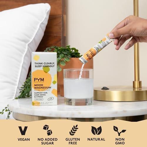 PYM Mood Magnesium Powder Packets (10-Servings) Magtein Magnesium L-Threonate, Magnesium Glycinate & Malate, Yuzu Citrus | Aid & Mood Support Supplement for Stress | Cortisol Reducer - görsel 2