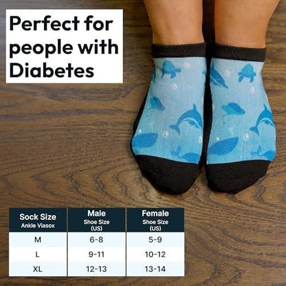 Viasox Diabetic Ankle Socks for Women & Men, Low Cut Non Binding, Seamless Neuropathy Socks – White, Medium