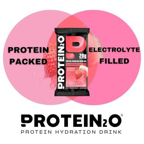Protein2o 20g Whey Protein Isolate Clear Protein Powder, 360mg of Electrolytes, Vitamins B5 & B6, Sugar Free, Strawberry Watermelon, 8-Pack - görsel 5