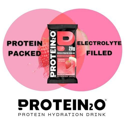 Protein2o 20g Whey Protein Isolate Clear Protein Powder, 360mg of Electrolytes, Vitamins B5 & B6, Sugar Free, Strawberry Watermelon, 8-Pack