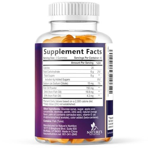 Omega 3 Fish Oil Gummies - 3X Strength Heart Health Support - High Absorption Omega 3 Fish Oil Gummy Supplement with DHA & EPA - Joint & Brain Support for Adults - Tasty Orange Flavor - 120 Gummies - görsel 14