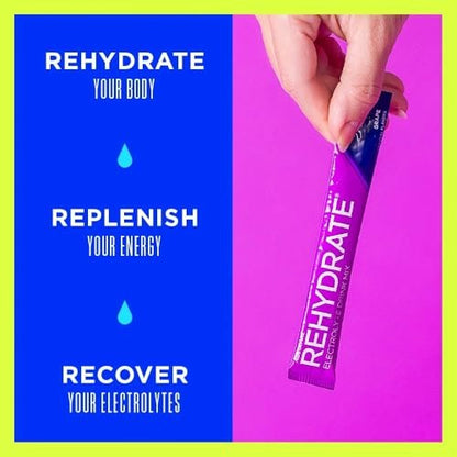 AdvoCare Rehydrate - Electrolyte Drink Mix - Includes Magnesium, Sodium, Potassium & Calcium - Antioxidant & Amino Acid Fortified - Hydration & Recovery - Grape, 15 Stick Packs (6.3 oz)