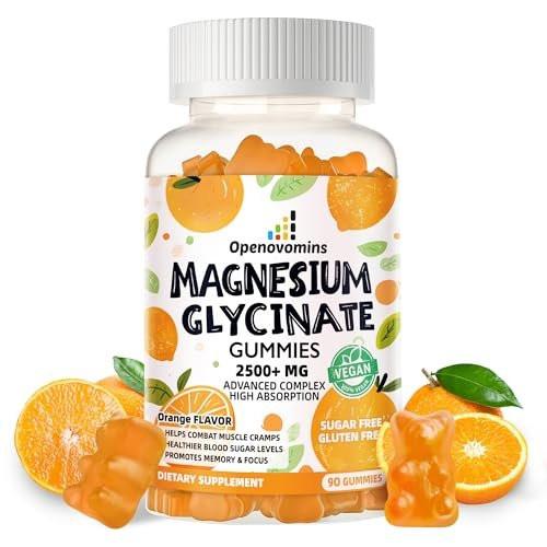 Magnesium Glycinate Gummies - Sugar Free Magnesium Potassium Supplement with Vitamin D, B6, CoQ10 for Calm Mood & Sleep Support - 90 Orange Gummies - görsel 2