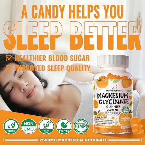 Magnesium Glycinate Gummies - Sugar Free Magnesium Potassium Supplement with Vitamin D, B6, CoQ10 for Calm Mood & Sleep Support - 90 Orange Gummies - görsel 10