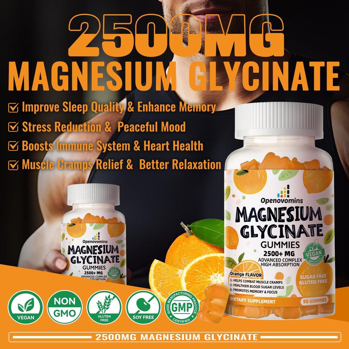 Magnesium Glycinate Gummies - Sugar Free Magnesium Potassium Supplement with Vitamin D, B6, CoQ10 for Calm Mood & Sleep Support - 90 Orange Gummies - görsel 13