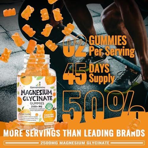 Magnesium Glycinate Gummies - Sugar Free Magnesium Potassium Supplement with Vitamin D, B6, CoQ10 for Calm Mood & Sleep Support - 90 Orange Gummies - görsel 12