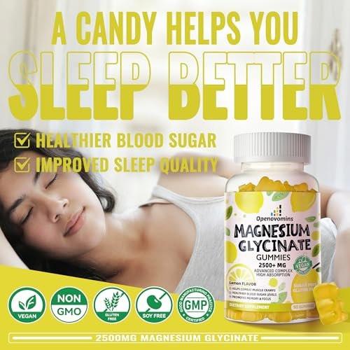 Magnesium Glycinate Gummies 2500mg - Sugar Free Magnesium Potassium Supplement with Vitamin D, B6, CoQ10 for Calm Mood & Sleep Support - 90 Lemon Gummies - görsel 10