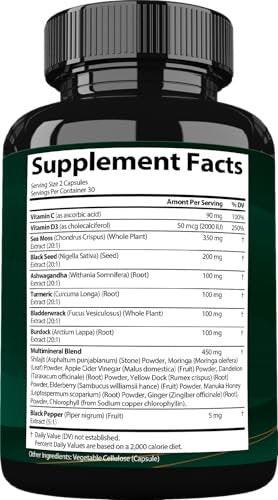 StrongVit Sea Moss Black Seed Oil Ashwagandha Ginger, Organic Sea Moss Capsules with Burdock Root, Irish Seamoss Pills with Bladderwrack, Advanced Multimineral Supplement, USA - görsel 6