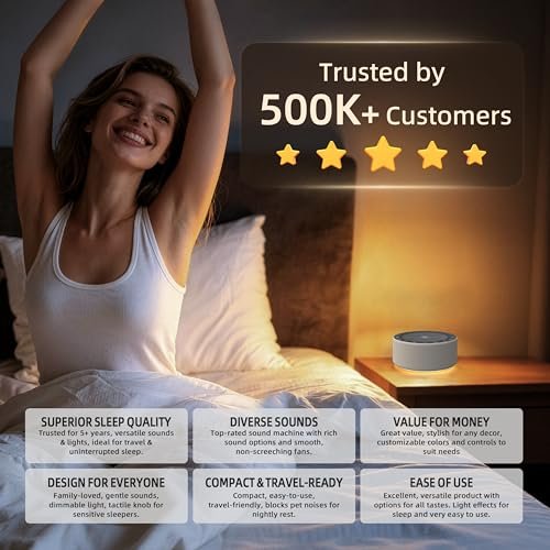 Kipcush White Noise Machine - Soft Non-Glare Nursery Lamp, 30 Soothing Sounds, 8 Color Lights, Max 8-Hour Timer for Baby & Adults (1 Grey, Standard) - görsel 16
